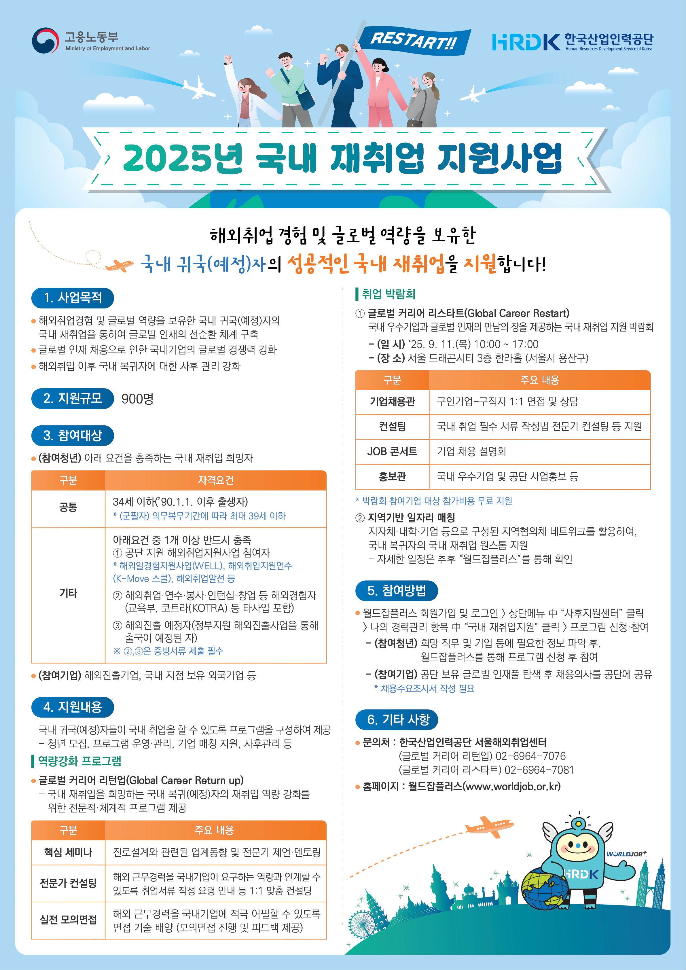 [청년정책] 한국산업인력공단 전국 청년대상 '2025년 국내 재취업 지원사업' 모집 안...